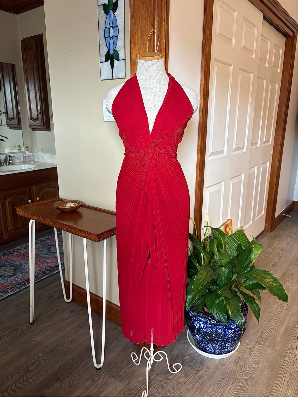Rare Vintage Carmen Marc Valvo Red Evening Dress
